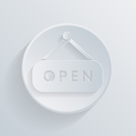 open label sign. circle white paper icon with a long shadow.のイラスト素材