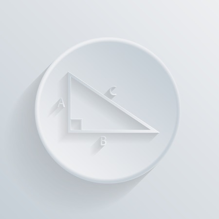 circle white paper icon with a long shadow.  triangle math iconのイラスト素材