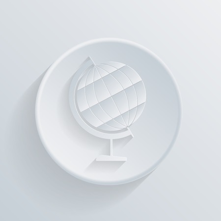 circle white paper icon with a long shadow. globe symbol of geographyのイラスト素材