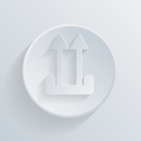 circle white paper icon with a long shadow. the symbol of the logistic icon. two arrow upのイラスト素材