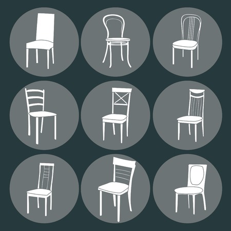 Chair icon set. symbol furnitureのイラスト素材