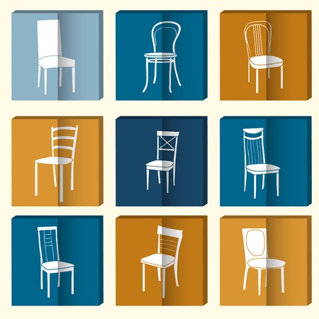 Chair icon set. symbol furnitureのイラスト素材