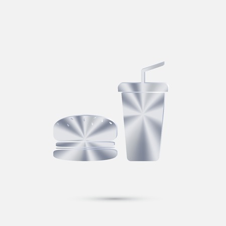 burger and paper cup with a drink.のイラスト素材