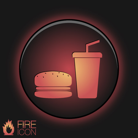 burger and paper cup with a drink. symbol of fast foodのイラスト素材