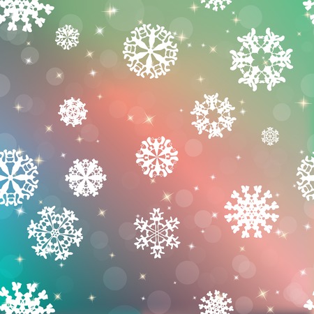 New year multicolor blur background with snowflakesのイラスト素材