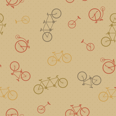 Retro bicycle pattern, hipster background. Seamless textureのイラスト素材