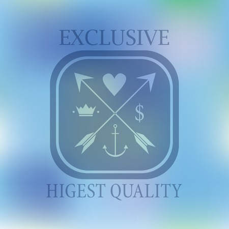 Hipster blur retro vintage label background with hearth arrow crown anchorのイラスト素材