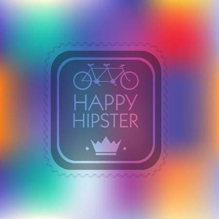 Hipster blur retro vintage label background with bicycle and crownのイラスト素材