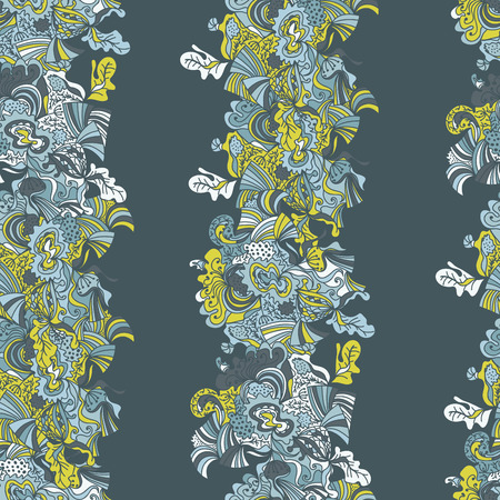 Abstract seamless hand-drawn pattern. Use as pattern fill or surface texture. Full color seamless floral wavy backgroundのイラスト素材