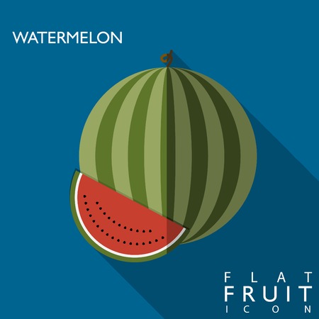 Watermelon flat icon with long shadow. Use as a icon or greeting cardのイラスト素材