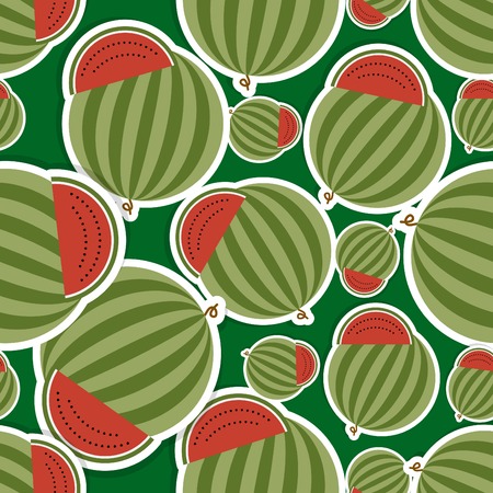 Watermelon pattern Seamless texture with ripe watermelons.のイラスト素材