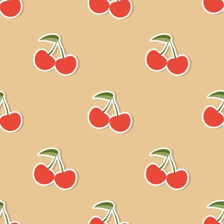 Cherry pattern Seamless texture with ripe red cherries. のイラスト素材