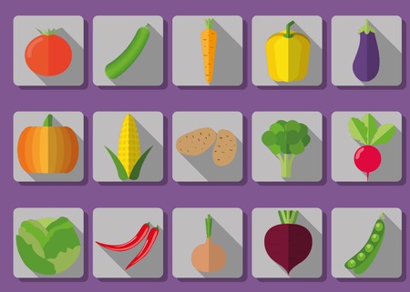 vegetable flat icon set. のイラスト素材
