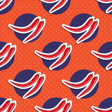 hot pepper pattern Seamless texture with ripe red hot pepper. のイラスト素材