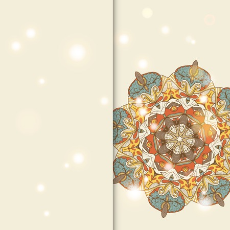 Circle lace hand-drawn ornament card. Use as backdrop, greeting cardのイラスト素材