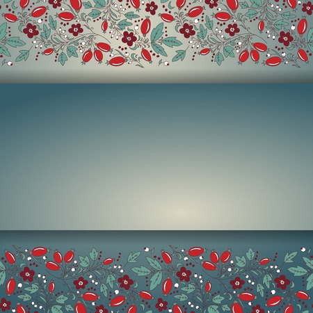 barberry border, hand-drawn berry pattern. place text on the topのイラスト素材