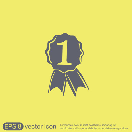 first place ribbon rosette icon. victory iconのイラスト素材