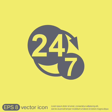 24 7 icon. open 24 hours a day and 7 days a week iconsのイラスト素材