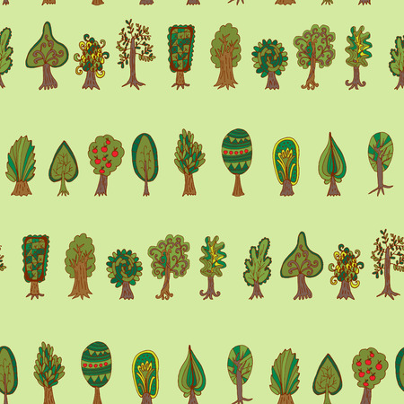 forest tree. Seamless hand-drawn patternのイラスト素材