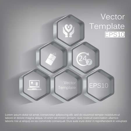 Vector 3d hexagon elements for infographic with iconsのイラスト素材