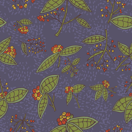 Cranberry pattern with leaves and berries. のイラスト素材