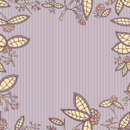 Cranberry border pattern with leaves and berries. のイラスト素材