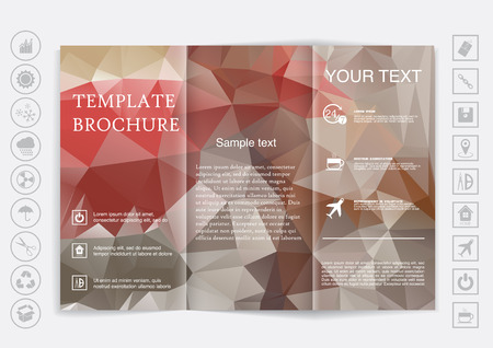 Tri-Fold Brochure mock up vector design. Polygonal background. Corporate Business Styleのイラスト素材