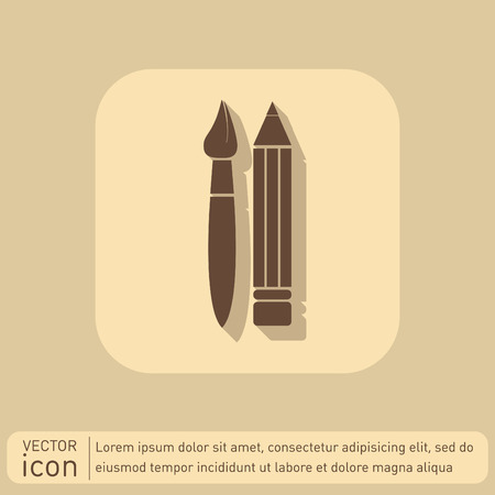 Brush and Pencil. drawing characters. Education sign. symbol icon drawing and artのイラスト素材