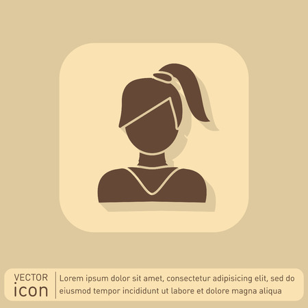 A female avatar. girl with hair tail. Avatar of a woman with long hair and bangsのイラスト素材