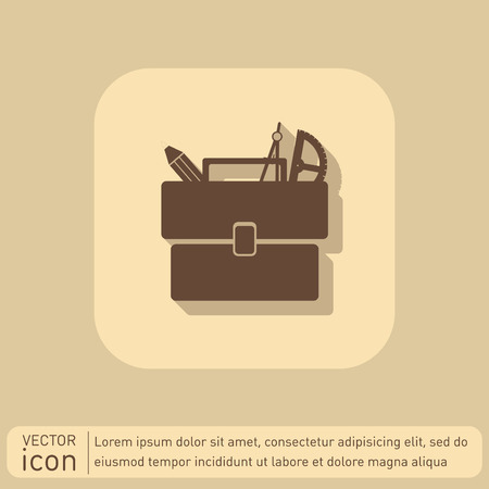 School briefcase bag with stationery. Symbol office or school.のイラスト素材
