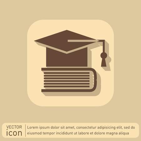Graduate hat on the book. icon teachings. symbol of knowledge, college or high schoolのイラスト素材
