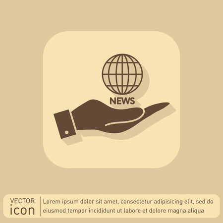 hand holding a globe symbol. news. Symbol news. Icon globe planetのイラスト素材
