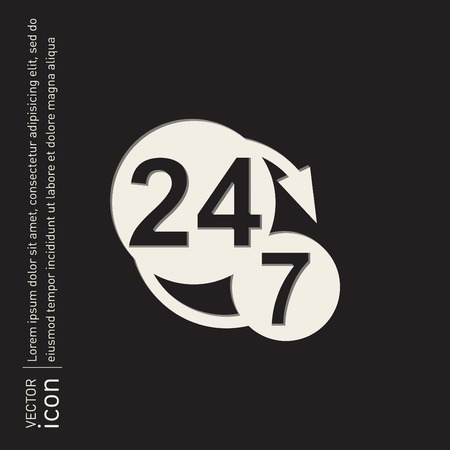 24 7 icon. open 24 hours a day and 7 days a week iconsのイラスト素材