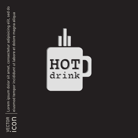 Coffee cup or tea symbol icon. Cup of hot drink sign. Symbol of hot drink . Icon cafe or diner.のイラスト素材