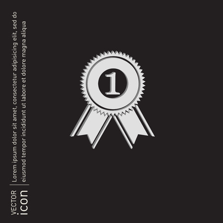 first place ribbon rosette icon. victory iconのイラスト素材