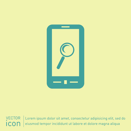 smartphone with the symbol magnifying glass. search signのイラスト素材