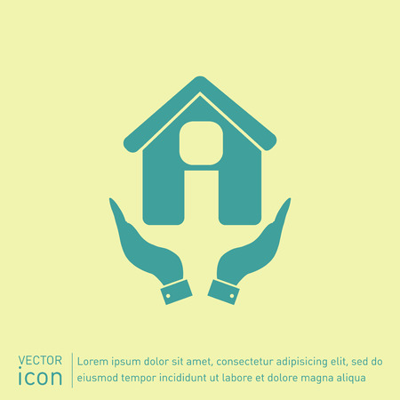 hand holding a House icon. Home signのイラスト素材
