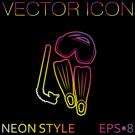 diving mask, fins and snorkel. diving symbol. sea holiday iconのイラスト素材