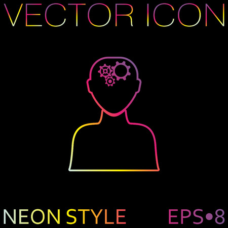man thinks, the gears in headのイラスト素材