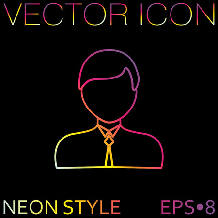 A male avatar. Picture a man. Round icon image guy in tie . Manager or an office worker .のイラスト素材