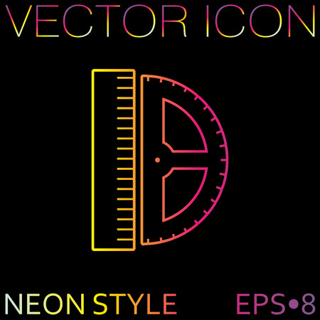 ruler and protractor. characters geometry. Education sign. symbol icon drawing and geometryのイラスト素材