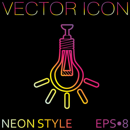 lightbulb sign. character ideas. incandescent lamp . icon of electric lightのイラスト素材