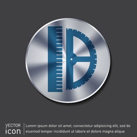 ruler and protractor. characters geometry. Education sign. symbol icon drawing and geometryのイラスト素材