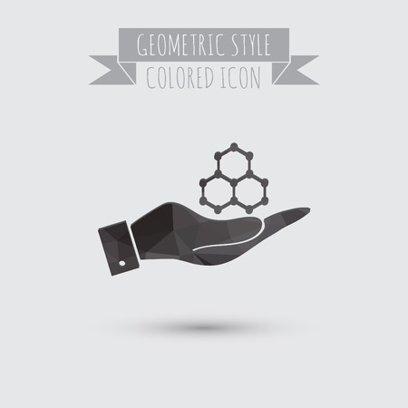 hand holding a Chemical compound. Symbol chemistry. Icon scienceのイラスト素材