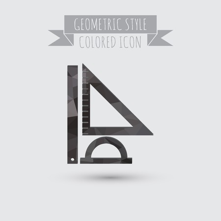 Ruler, protractor, triangle. Symbol of geometry and mathematics. Icon Training and Researchのイラスト素材