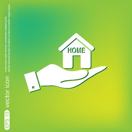 hand holding a House icon. Home signのイラスト素材