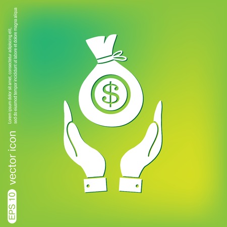 hands holding bag of moneyのイラスト素材