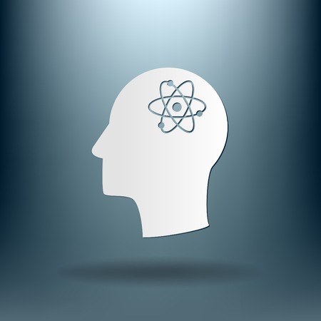 Vector Icon head think silhoutte vector man and his mind about the atom, molecule. the symbol of physics and chemistry. symbol icon of physics or chemistry . the study of scienceのイラスト素材