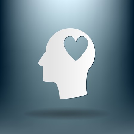 Vector Icon head think silhoutte vector man and his mind about  heart sign.  valentine iconのイラスト素材
