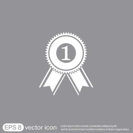 first place ribbon rosette icon. victory iconのイラスト素材